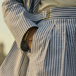 Blue And White Striped Suit Set