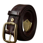3.8CM Wide Thick Double-sided Cowhide Brass Buckle Belt