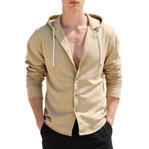 Slim-Fit Hooded Cardigan Shirt for Men – Casual & Stylish Outerwear