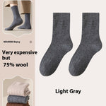 Pure Wool Socks Fallwinter Mid-calf Length Thermal Fleece-lined