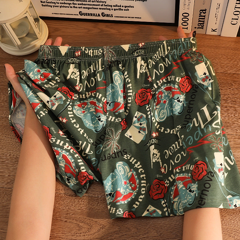 Cotton Printed Men's Home Loose Casual Print Boxer Shorts