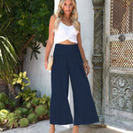 High Waist Pleating Casual Cotton And Linen Women's Trousers