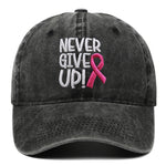 Breast Ribbon Embroidered Peaked Cap Baseball