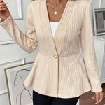 Women's Solid Color One Button Knitted Cardigan