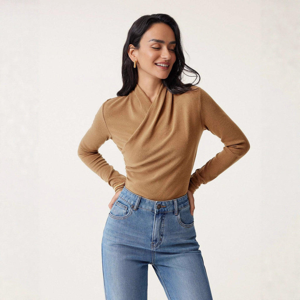 Fashion Women Solid Color Pullover Sweater Slim Fit