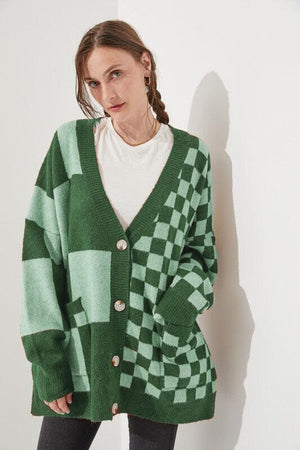 Trend Loose Slim Fit Printed Checks Knitwear