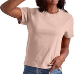 Loose Solid Color Short Sleeve Women's Summer Casual Crew Neck Top
