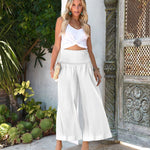 High Waist Pleating Casual Cotton And Linen Women's Trousers