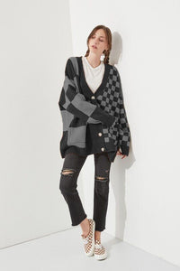 Trend Loose Slim Fit Printed Checks Knitwear
