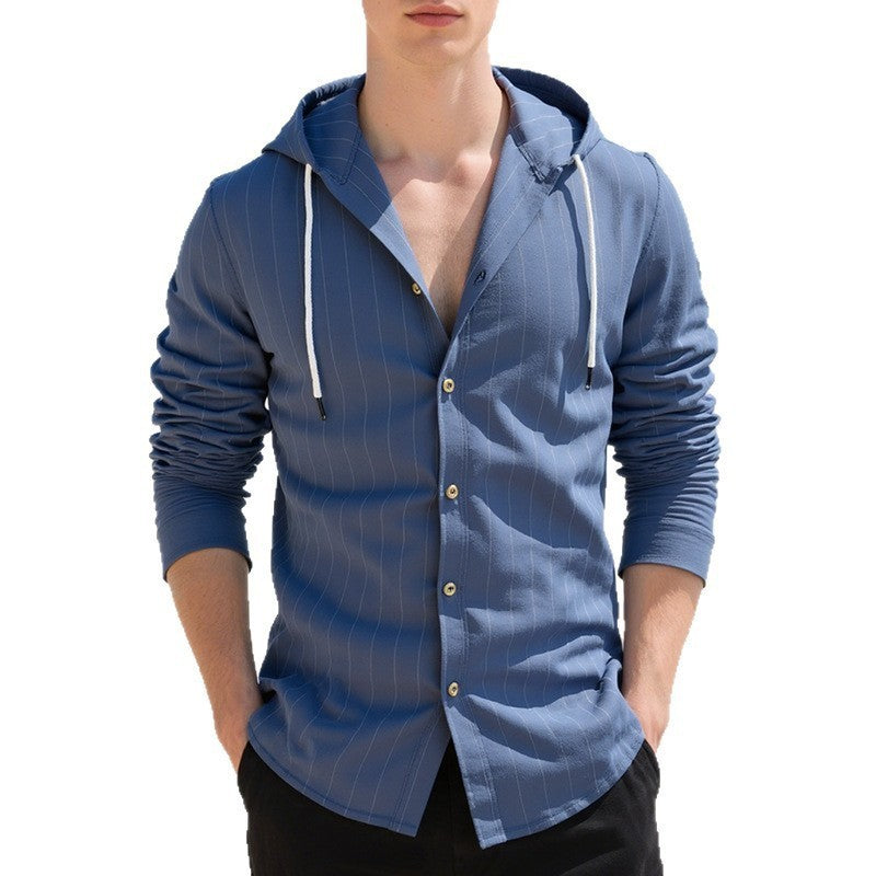 Slim-Fit Hooded Cardigan Shirt for Men – Casual & Stylish Outerwear