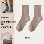 Pure Wool Socks Fallwinter Mid-calf Length Thermal Fleece-lined