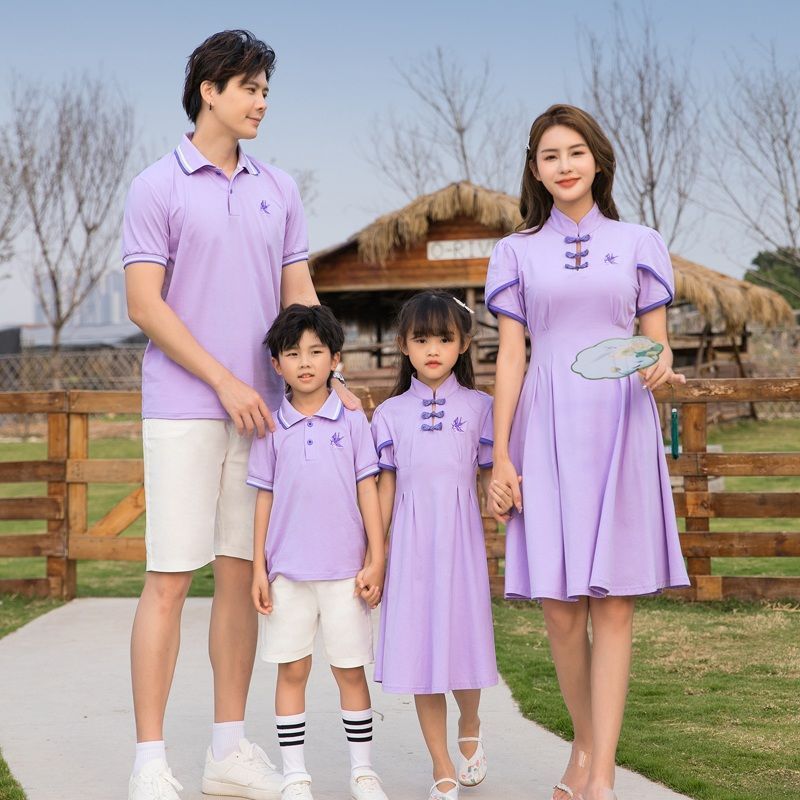 Hanfu Parent-Child Matching Outfits – Chinese Style Short Sleeve Dress Set