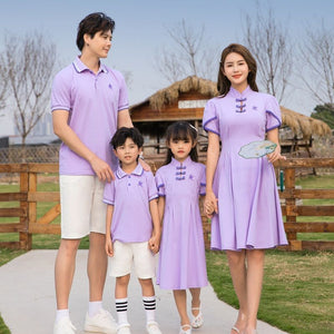 Hanfu Parent-Child Matching Outfits – Chinese Style Short Sleeve Dress Set
