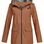 Women's Zipper Hooded Outdoor Windproof Thin Coat
