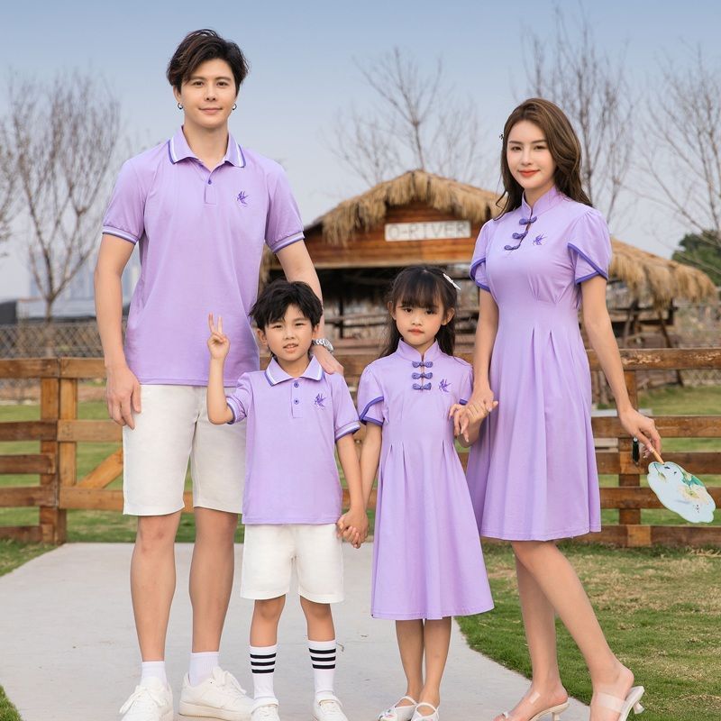 Hanfu Parent-Child Matching Outfits – Chinese Style Short Sleeve Dress Set