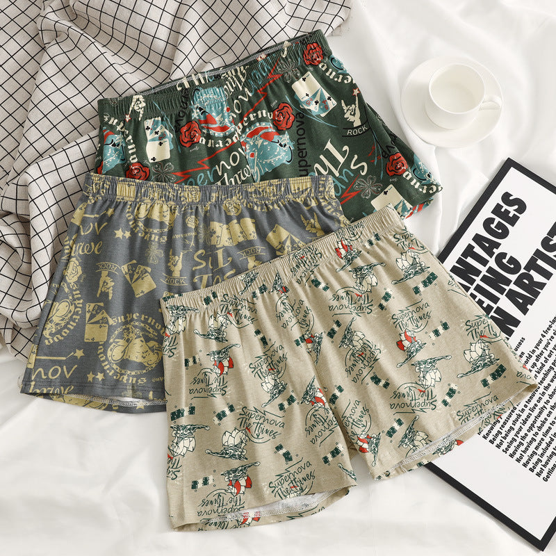 Cotton Printed Men's Home Loose Casual Print Boxer Shorts