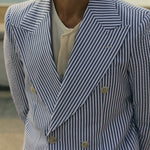 Blue And White Striped Suit Set