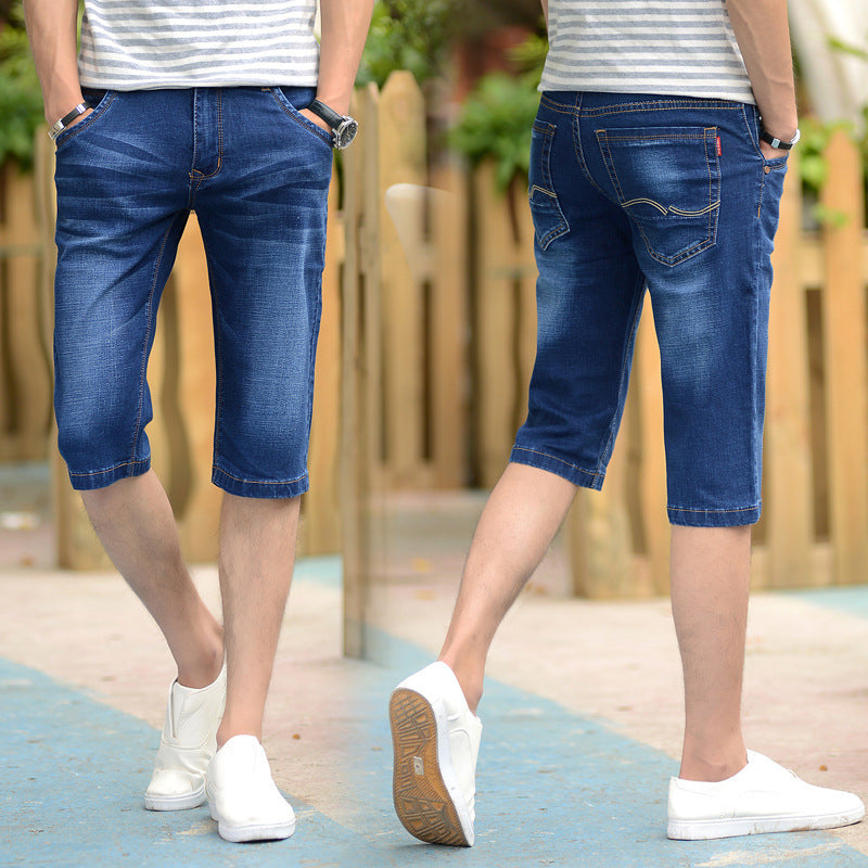Men’s Ultra-Thin Cropped Denim Shorts for Youth | ModeHaven