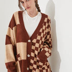 Trend Loose Slim Fit Printed Checks Knitwear