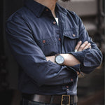 Workwear Shirt Men's Amekaji Lapel Long-sleeved Shirt