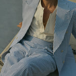Blue And White Striped Suit Set