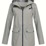 Women's Zipper Hooded Outdoor Windproof Thin Coat