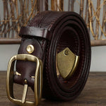 3.8CM Wide Thick Double-sided Cowhide Brass Buckle Belt