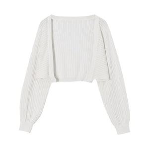 Hollow Thin Loose Lantern Sleeve Sun Protective Blouse