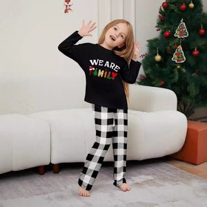 Plaid Home Wear Set – Long Sleeve & Trousers with Letter Print for Cozy Loungewear