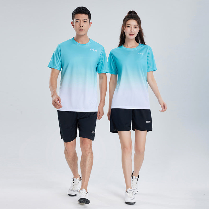 Gradient Sports Suit – Quick-Dry Workout T-Shirt & Shorts Set for Running and Fitness