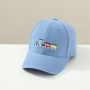 Children Toddler Peaked Cap Small Train Washed Layer Peaked Baseball Hat Trendy