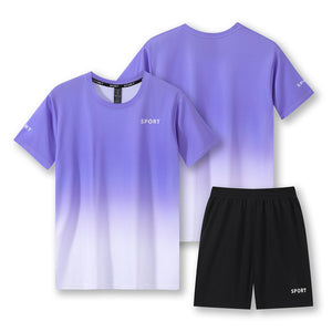 Gradient Sports Suit – Quick-Dry Workout T-Shirt & Shorts Set for Running and Fitness