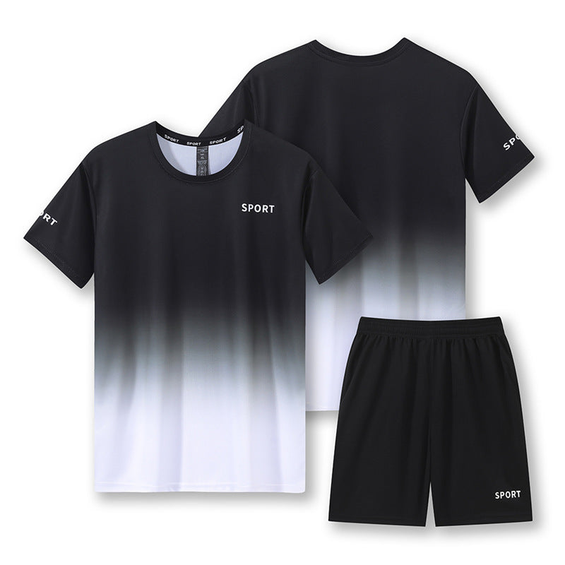 Gradient Sports Suit – Quick-Dry Workout T-Shirt & Shorts Set for Running and Fitness
