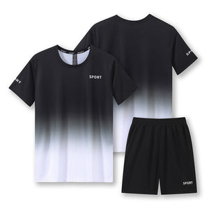 Gradient Sports Suit – Quick-Dry Workout T-Shirt & Shorts Set for Running and Fitness