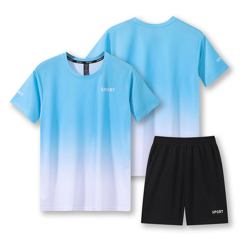 Gradient Sports Suit – Quick-Dry Workout T-Shirt & Shorts Set for Running and Fitness