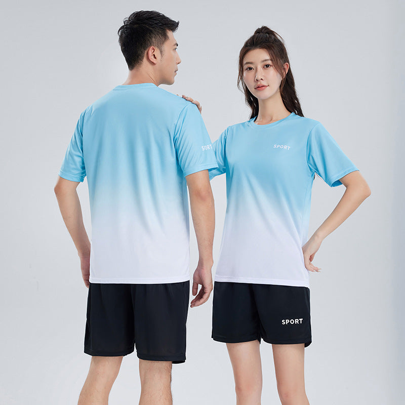Gradient Sports Suit – Quick-Dry Workout T-Shirt & Shorts Set for Running and Fitness