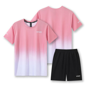 Gradient Sports Suit – Quick-Dry Workout T-Shirt & Shorts Set for Running and Fitness