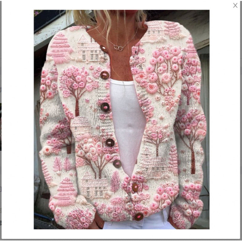 New Digital Printing Cardigan Coat For Women