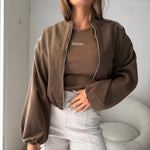 Women's Off-shoulder Round Neck Lantern Sleeve Short Coat