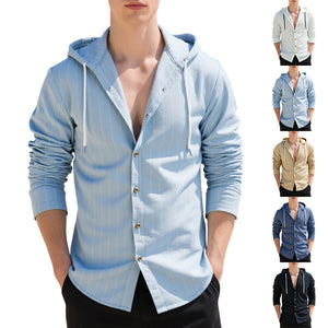 Slim-Fit Hooded Cardigan Shirt for Men – Casual & Stylish Outerwear