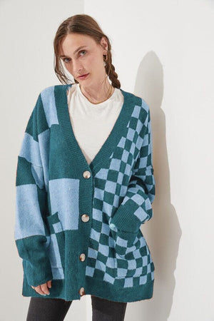 Trend Loose Slim Fit Printed Checks Knitwear
