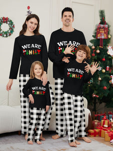 Plaid Home Wear Set – Long Sleeve & Trousers with Letter Print for Cozy Loungewear