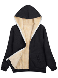 Fleece-lined Thickened Hooded Plush Women's Coat