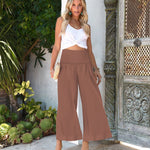 High Waist Pleating Casual Cotton And Linen Women's Trousers