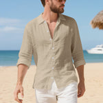 Linen American Style Loose Hawaiian Vacation Casual Shirt