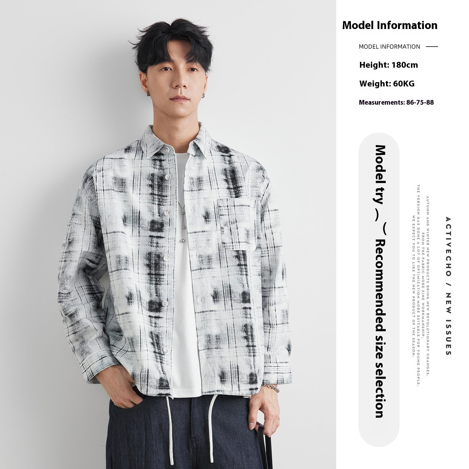 Retro Plaid Cotton Cardigan – Casual Overshirt with Vintage Design Sense
