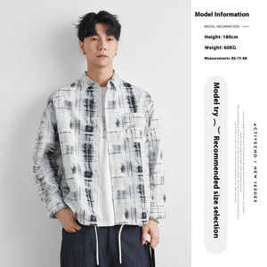 Retro Plaid Cotton Cardigan – Casual Overshirt with Vintage Design Sense