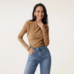 Fashion Women Solid Color Pullover Sweater Slim Fit