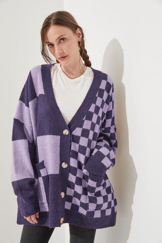 Trend Loose Slim Fit Printed Checks Knitwear