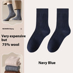 Pure Wool Socks Fallwinter Mid-calf Length Thermal Fleece-lined